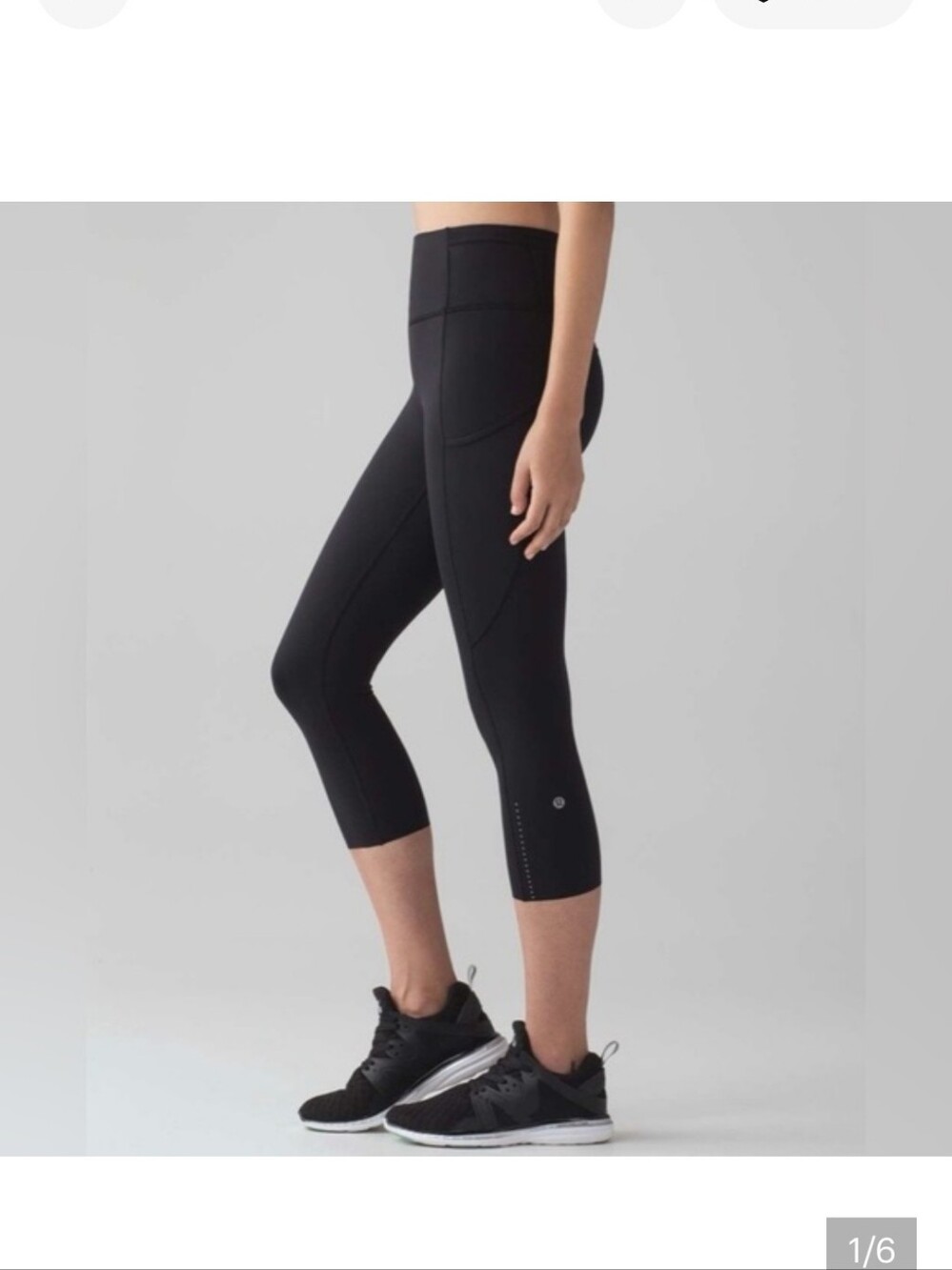 LULULEMON SIZE 6 Black Athletic Cropped Leggings with Side Pockets